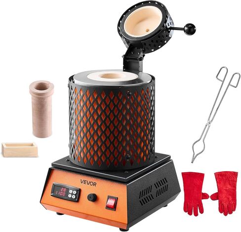 VEVOR Electric Melting Furnace, 3kg Electric Metal Smelter Foundry, 1350W 2102℉/1150℃ Smelting Furnace Kit for Gold/Silver Jewelry & Copper/Aluminum Casting in Kuwait