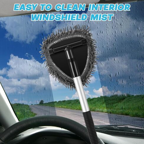 Baderke 9 Pcs Car Windshield Cleaner Tool Kit with with Extendable Handle, Microfiber Towel Pads, Sponge, Ventilation Brush, Empty Spray Bottle for Auto Glass Wiper Suvs Rvs & Home Windows(Purple) in Saudi Arabia
