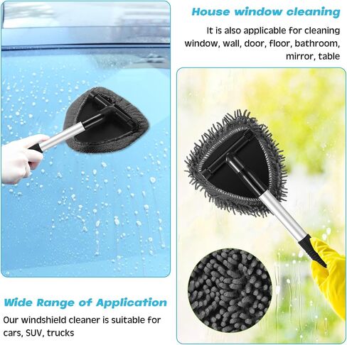 Baderke 9 Pcs Car Windshield Cleaner Tool Kit with with Extendable Handle, Microfiber Towel Pads, Sponge, Ventilation Brush, Empty Spray Bottle for Auto Glass Wiper Suvs Rvs & Home Windows(Purple) in Saudi Arabia