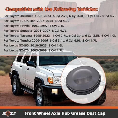 غطاء شحم محور المحور الأمامي 43514-28010 43514-0K010 متوافق مع غطاء الغبار Toyota 4Runner FJ Cruiser Previa Sequoia Tacoma Tundra GX460 GX470 in Saudi Arabia