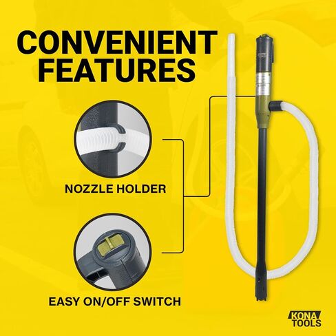 مضخة نقل الوقود المحمولة مع خرطوم مطاطي KTEP01MRUSB - تعمل بالبطارية ومنفذ USB-C | فوهة أمان، خرطوم عالي التحمل بطول 4.3 قدم | نقل الغاز، الديزل، سائل الديزل، المياه | يناسب براميل من 3 إلى 20 جالون in Kuwait