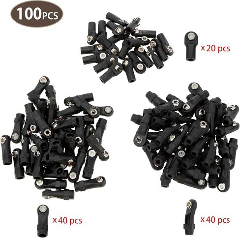MEUS RACING 100Pcs RC Link Rod Ends M4 Plastic Ball Head Ends for 1/10 SCX10 TRX4 RC Car Upgrade Parts (Section A) in Saudi Arabia