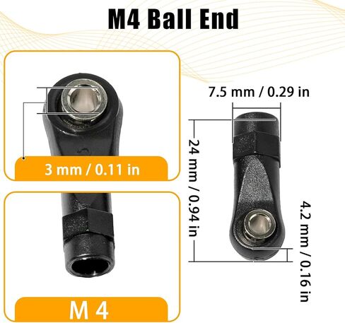 10 قطع M4 نايلون ربط قضيب نهاية كروية وصلة كروية حامل رأس LH/RH مجموعة خيط متوافقة مع محوري SCX10 Traxxas TRX-4 HSP D90 90046 90047 1/10 RC Truck Buggy Crawler Accessories (L25mm) in Kuwait