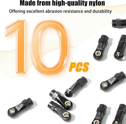 10 قطع M4 نايلون ربط قضيب نهاية كروية وصلة كروية حامل رأس LH/RH مجموعة خيط متوافقة مع محوري SCX10 Traxxas TRX-4 HSP D90 90046 90047 1/10 RC Truck Buggy Crawler Accessories (L25mm) in Kuwait