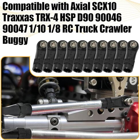 10 قطع M4 نايلون ربط قضيب نهاية كروية وصلة كروية حامل رأس LH/RH مجموعة خيط متوافقة مع محوري SCX10 Traxxas TRX-4 HSP D90 90046 90047 1/10 RC Truck Buggy Crawler Accessories (L25mm) in Kuwait
