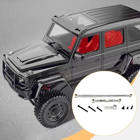 DYNWAVE RC Car Metal Steering Link Rod Easy Installation with Screw Servo Rod and Arm for MN86 Hobby Model MN128 Replacement Upgrade, Black in Saudi Arabia