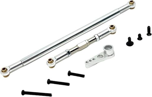 DYNWAVE RC Car Metal Steering Link Rod Easy Installation with Screw Servo Rod and Arm for MN86 Hobby Model MN128 Replacement Upgrade, Black in Saudi Arabia