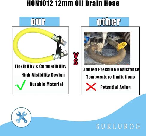 HON1012 خرطوم تغيير زيت الصرف 12 مم متوافق مع محركات سلسلة Hon-da GC160، GX270، GX240، GX360، GX390، GX340 (أخضر فلورسنت) in Kuwait