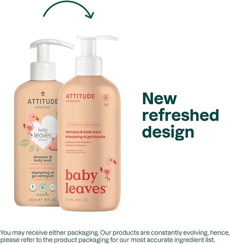 ATTITUDE 2-in-1 Shampoo and Body Wash for Baby, EWG Verified, Hypoallergenic, Plant- and Mineral-Based Ingredients, Vegan and Cruelty-Free, Refillable Aluminum Bottle, Almond Milk, 16 Fl Oz in Saudi Arabia