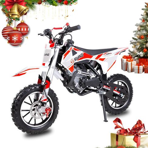 58CC 4-Stroke Kids Dirt Bike, Pro Engine Gas Dirt Bikes for Kids 8-14, Pull Start Motorbike, 10" Wheels Up to 21.75 Mph Mini Moto Gift for Child Teens, W/EPA Approved in Saudi Arabia