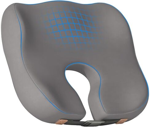 وسادة كرسي مكتب مطورة لتخفيف آلام عرق النسا والورك، وسادة العصعص شديدة الكثافة بتصميم مريح، وسادة مقعد لكرسي المكتب والسيارة والكرسي المتحرك - راحة طوال اليوم (أسود) in Kuwait