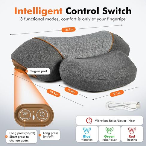 3-in-1 Neck Massager Pillow, Pillow Massage Neck Hump for Shoulder Pain, Deep Tissue Pain Relief, with Heating and Traction Function, Rechargeable Hump Corrector in Saudi Arabia