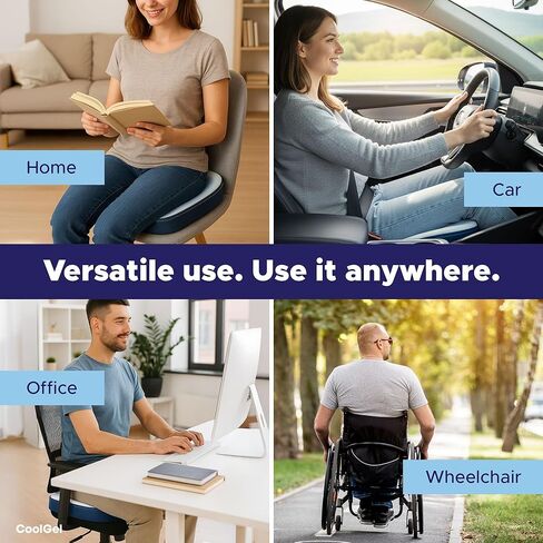 وسادة مقعد من إسفنج الذاكرة من COOL GEL، إسفنج ذو ذاكرة جل للتبريد، وسادة كرسي مكتب لتخفيف آلام عظم الذنب وعرق النسا والظهر - مريحة على شكل حرف U مع قاعدة غير قابلة للانزلاق وغطاء قابل للغسل in Kuwait