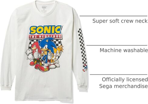 تي شيرت SEGA للأولاد Sonic the Hedgehog بأكمام طويلة - تي شيرت Sonic، Tails، Knuckles Sega، أسود، 7 US in Saudi Arabia