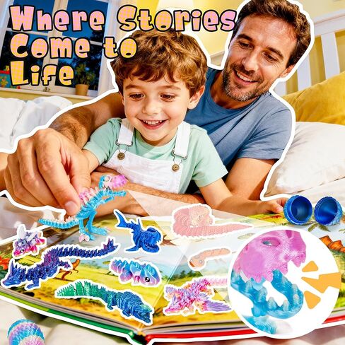 Tboline 6 Pack 3D Print Dragon Eggs ، Bump Egge مع تنين مفصلي مرن في الداخل ، Toy Cool Animals Toy Toy For Boys Girls Year 4-6 5-7 8-12 ، Hishaf Birthday Gift (6Pack-A) in Kuwait