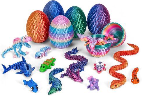 Tboline 6 Pack 3D Print Dragon Eggs ، Bump Egge مع تنين مفصلي مرن في الداخل ، Toy Cool Animals Toy Toy For Boys Girls Year 4-6 5-7 8-12 ، Hishaf Birthday Gift (6Pack-A) in Kuwait
