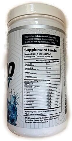 مكملات I-Prevail Amino Impact BCAA - EAA، استعادة الترطيب المعزز والقدرة على التحمل، تركيبة صديقة للكيتو 7 جرام BCAA's - 3 جرام EAA's Plus 2 جرام جلوتامين | 30 حصة (ICY Blue Razz) in Saudi Arabia