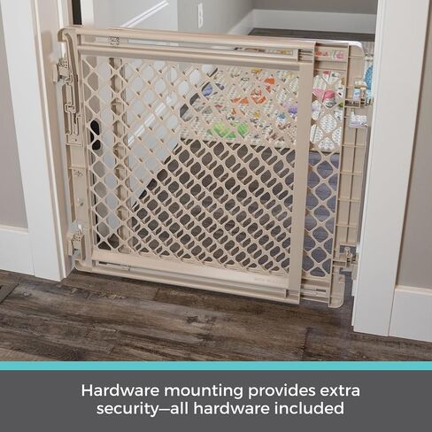 Toddleroo by North States Baby Gate for Stairs: Stairway Secure Gate. Fits Openings 27"-41" Wide. Safety Latch, Hardware Mount. Child Gates for Doorways. Made in USA. (27" Tall, Soft White) in Kuwait