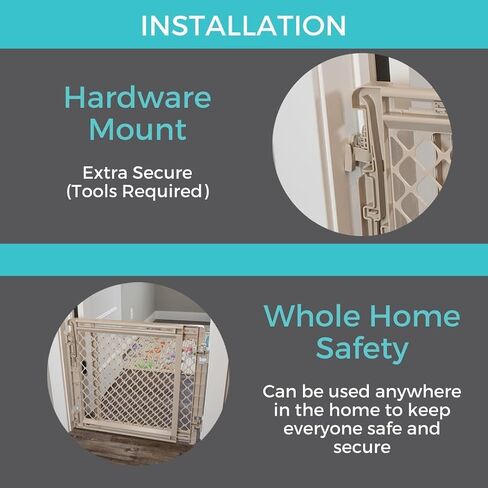 Toddleroo by North States Baby Gate for Stairs: Stairway Secure Gate. Fits Openings 27"-41" Wide. Safety Latch, Hardware Mount. Child Gates for Doorways. Made in USA. (27" Tall, Soft White) in Kuwait