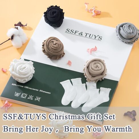 SSF&TUYS Women's Ruffle Ankle Socks – 6 Pairs Soft Cotton, Cute Frilly Trim, Breathable and Comfy for Everyday Wear in Saudi Arabia