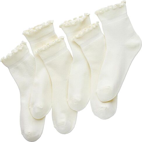 SSF&TUYS Women's Ruffle Ankle Socks – 6 Pairs Soft Cotton, Cute Frilly Trim, Breathable and Comfy for Everyday Wear in Saudi Arabia