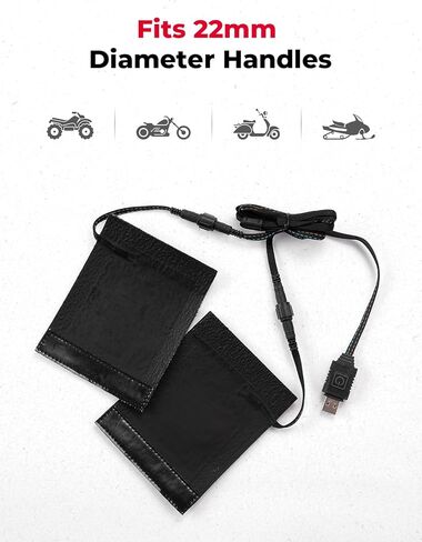 مقابض تسخين KEMIMOTO ATV، سخان مقود USB 6 مستويات قابل للتعديل، IP67 مقاوم للماء للدراجات النارية ومقابض مسخنة لدراجة نارية 22 مم/ATV in Kuwait