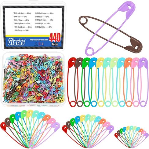 Glarks 330pcs 6.8 x 32mm Multicolored Sharp Edge Safety Pin Kit, 11 Colors Metal Safety Pins, Heavy Duty Safety Pins Bulk, Fastening Safety Pin Clips for Clothes Tags, Crafting, Sewing in Saudi Arabia