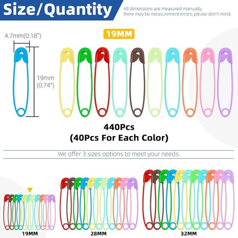 Glarks 330pcs 6.8 x 32mm Multicolored Sharp Edge Safety Pin Kit, 11 Colors Metal Safety Pins, Heavy Duty Safety Pins Bulk, Fastening Safety Pin Clips for Clothes Tags, Crafting, Sewing in Saudi Arabia