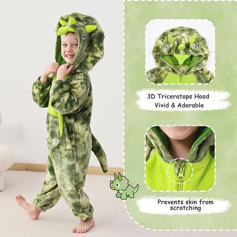 LOLANTA Boys' Girls' Bodysuits Costume Fleece Dinosaur Jumpsuit One-Piece Kids Holiday Halloween Birthday Gift in Saudi Arabia