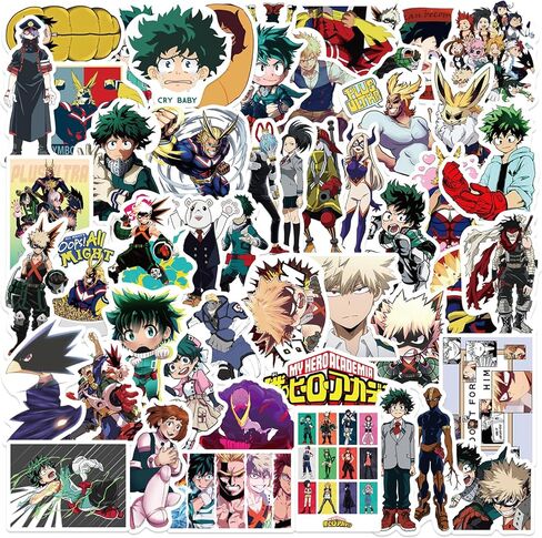 50 قطعة من ملصقات My Hero Academia للأطفال، ملصق فينيل رائع مقاوم للماء لأجهزة الكمبيوتر المحمول للمراهقين والبالغين، حقيبة سفر، هاتف، دراجة، زجاجة مياه، جيتار، كمبيوتر، لوح تزلج (My Hero) in Kuwait