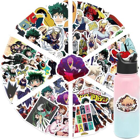 50 قطعة من ملصقات My Hero Academia للأطفال، ملصق فينيل رائع مقاوم للماء لأجهزة الكمبيوتر المحمول للمراهقين والبالغين، حقيبة سفر، هاتف، دراجة، زجاجة مياه، جيتار، كمبيوتر، لوح تزلج (My Hero) in Kuwait