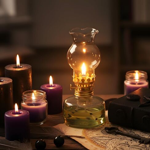 Set of 6 Vintage Glass Kerosene Lamp Rustic Oil Lamp Lantern Chamber Oil Lamps Clear Kerosene Lamp Hurricane Lamp with 6.6 ft Extra Wick for Indoor Use Lighting Decor Emergency (Heart Style) in Kuwait