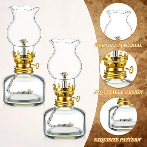 Set of 6 Vintage Glass Kerosene Lamp Rustic Oil Lamp Lantern Chamber Oil Lamps Clear Kerosene Lamp Hurricane Lamp with 6.6 ft Extra Wick for Indoor Use Lighting Decor Emergency (Heart Style) in Kuwait