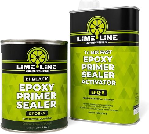 LiME LiNE 2K Epoxy Primer/Sealer Direct-to-Metal, Anti-Corrosive for Automotive & Industrial use/Isocyanate Free /2.1 voc Light - 2 Quart kit (Black) in Kuwait