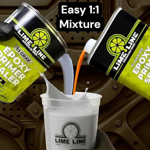 LiME LiNE 2K Epoxy Primer/Sealer Direct-to-Metal, Anti-Corrosive for Automotive & Industrial use/Isocyanate Free /2.1 voc Light - 2 Quart kit (Black) in Kuwait
