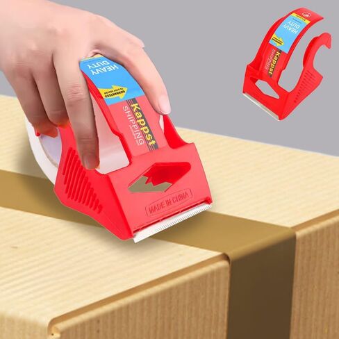 Strong & Durable Packing Tape Dispenser Shipping Refill for Packaging Mailing Moving Supplies Boxes Warehouses or General Packing, Red in Saudi Arabia