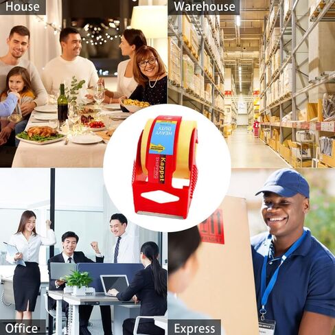 Strong & Durable Packing Tape Dispenser Shipping Refill for Packaging Mailing Moving Supplies Boxes Warehouses or General Packing, Red in Saudi Arabia