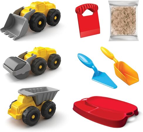 Construction Time Playset for Kids – Soft Moldable Sand, Trucks, Tools & Play Tray for Sensory Building Fun and Imaginative Play Without Mess in Saudi Arabia