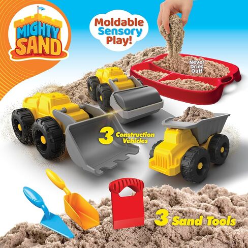 Construction Time Playset for Kids – Soft Moldable Sand, Trucks, Tools & Play Tray for Sensory Building Fun and Imaginative Play Without Mess in Saudi Arabia