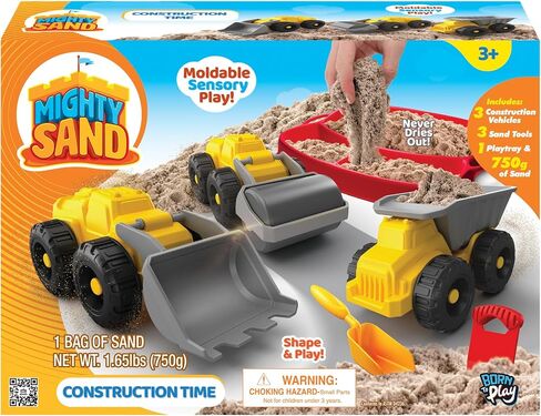 Construction Time Playset for Kids – Soft Moldable Sand, Trucks, Tools & Play Tray for Sensory Building Fun and Imaginative Play Without Mess in Saudi Arabia