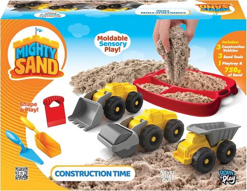 Construction Time Playset for Kids – Soft Moldable Sand, Trucks, Tools & Play Tray for Sensory Building Fun and Imaginative Play Without Mess in Saudi Arabia