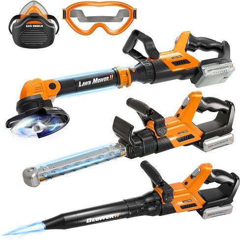 Kids Tool Set, 3 IN 1 Kids Power Garden Tools with Sounds & Lights, Toy Weed Wacker, Toy Leaf Blower and Hedge Trimmer, Outdoor Toys, Toy Tools, Christmas Birthday Gifts for Boys 3 4 5 6 7 8 Year Old in Saudi Arabia