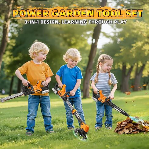 Kids Tool Set, 3 IN 1 Kids Power Garden Tools with Sounds & Lights, Toy Weed Wacker, Toy Leaf Blower and Hedge Trimmer, Outdoor Toys, Toy Tools, Christmas Birthday Gifts for Boys 3 4 5 6 7 8 Year Old in Saudi Arabia