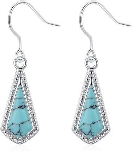 Turquoise Dangle Earrings 925 Sterling Silver Bohemian Fashion Handcrafted Natural Earrings Turquoise Jewelry Gift For Women in Saudi Arabia