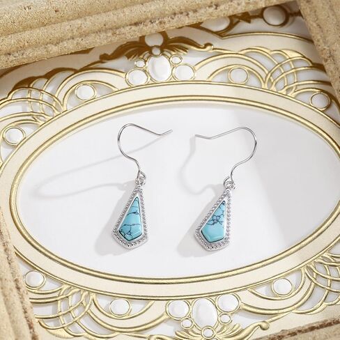 Turquoise Dangle Earrings 925 Sterling Silver Bohemian Fashion Handcrafted Natural Earrings Turquoise Jewelry Gift For Women in Saudi Arabia