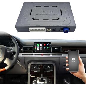 صندوق استقبال وحدة Carplay Android Auto اللاسلكي لسيارة Audi MMI 2G 2G 2003-2009، تحديث الشاشة الأصلي، وحدة فك ترميز مجموعة Carplay التحديثية، دعم USB Play Mirrorlink، الكاميرا in Kuwait