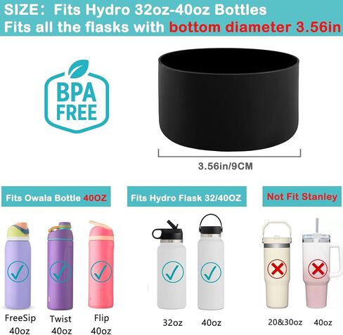 HEYSKAY 2 قطعة قارورة واقية من السيليكون قاعدة التمهيد 32oz 40oz لملحقات زجاجة المياه قارورة مائية اليتي، قارورة حديدية المزيد من العلامات التجارية زجاجات الفولاذ المقاوم للصدأ (شفاف/ضباب) in Kuwait