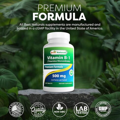 Best Naturals Vitamin B1 as Thiamine Mononitrate 500 mg 120 Tablets (120 Count (Pack of 1)) in Saudi Arabia