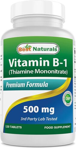 Best Naturals Vitamin B1 as Thiamine Mononitrate 500 mg 120 Tablets (120 Count (Pack of 1)) in Saudi Arabia