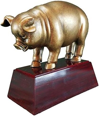 Decade Awards Sculpted Gold Pig Trophy - 4 or 6 Inch Tall | Engraved BBQ Smoke Off Competition Award - Customize Now in Saudi Arabia